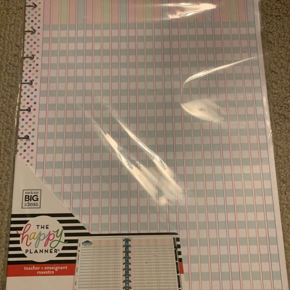 The Happy Planner Striped Teacher Notebook - Pink, Blue, White
